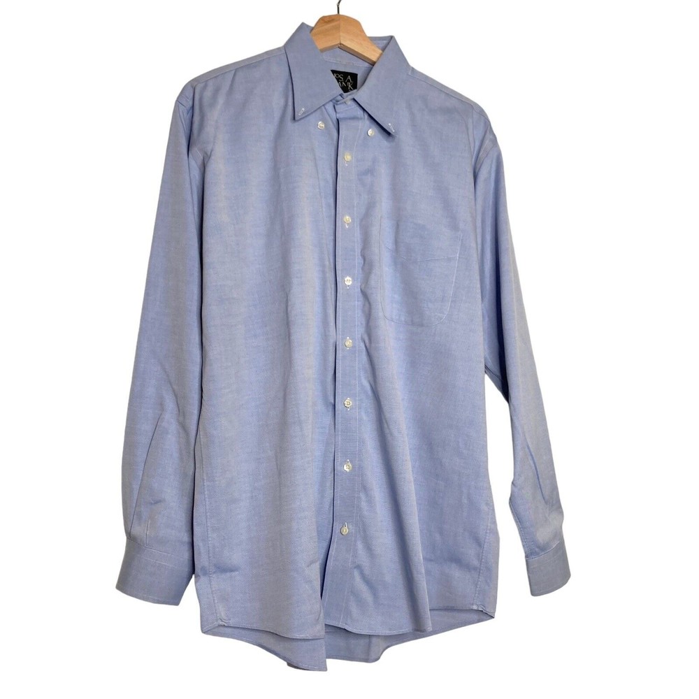 Jos. A Bank Executive Collection Button Up Long Sleeve Blue Shirt Mens 15.5 34